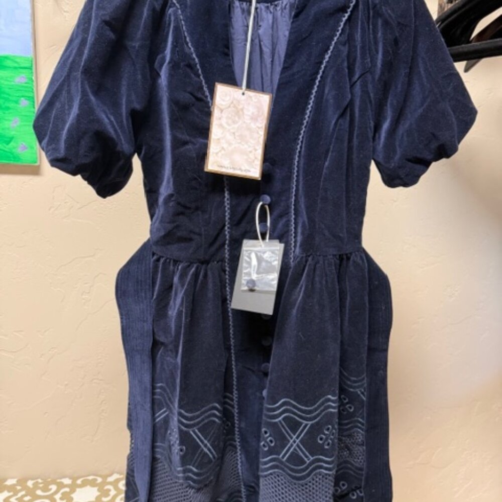 Trish Scully XS Navy cotton velvet dress